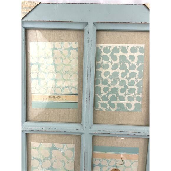 Distressed Blue Window Pane Decorative Collage Frame (4) 6"x 9" Linen Panels - Picture 5 of 10